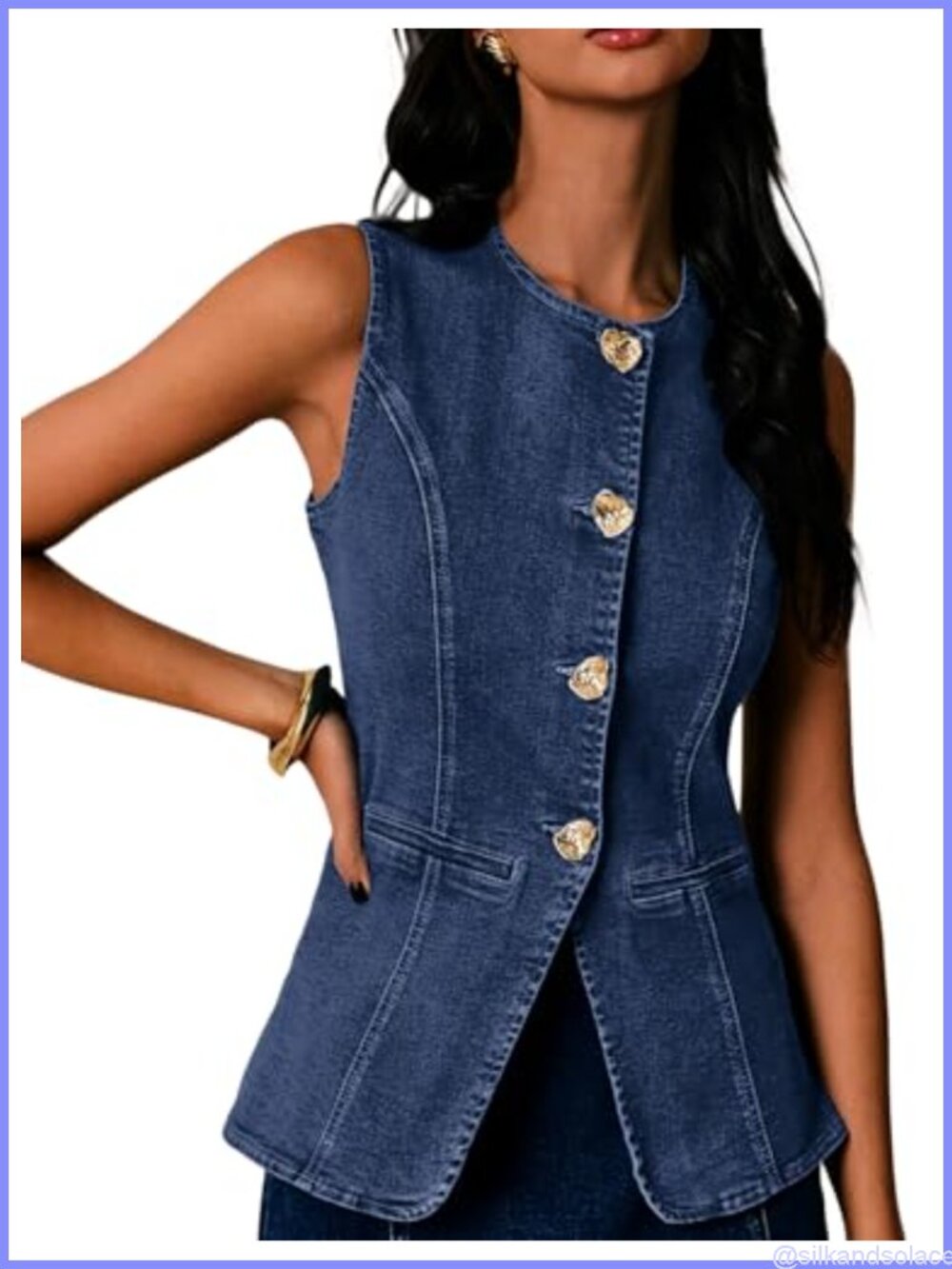 Women's Denim Vest Blazer - Sleeveless Jean Waistcoat with Pockets, Y2K Western